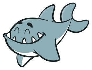 Cute Baby Shark cartoon characters happy while swimming at ocean. Best for sticker, logo, and mascot with summer themes for kids