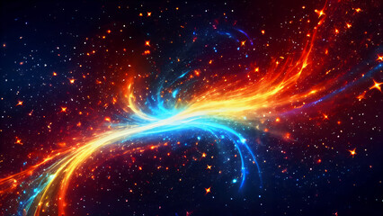 Fototapeta premium Symphony of cosmic colors: Galactic dance of stars in a nebulous environment