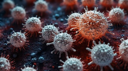 virus 3d rendering of a virus, virus abstract background, cancer virus, ai generative