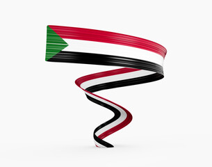 Obraz premium 3d Flag Of Sudan 3d Shiny Waving Twisted Ribbon Flag On White Background 3d Illustration