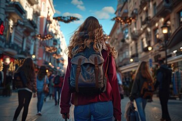 Obraz premium Traveler's story: an individual with luggage, representing refugees, travelers, or a person in a commandery, highlighting themes of migration, exploration, and the personal journeys that shape lives