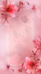 Elegant Floral Template A rectangular light pink frame with floral patterns