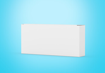 Empty White Rectangular Cardboard Box Mock Up Design Isolated On Blue Background 3D Illustration