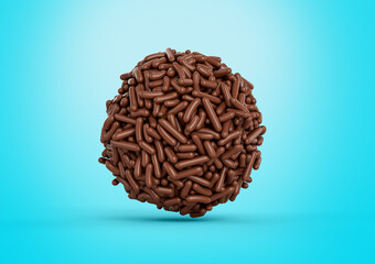 Brigadeiro Traditional Brazilian Dessert Ball Made Of Chocolate Sprinkles or Meises 3D Illustration