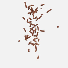 Chocolate Sprinkles For Cakes And Bakery Items Falling From Top On White Background 3D Illustration