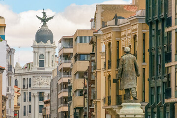 View of Santiago Street from Zorrilla Square, Valladolid, Castilla y Leon, Spain