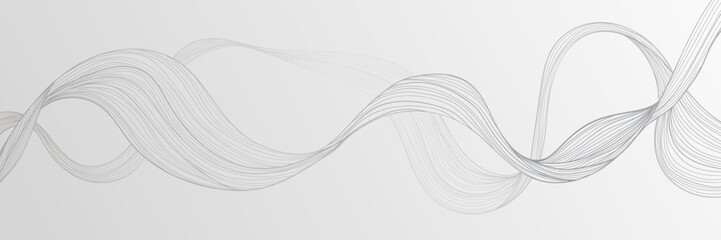 Abstract flowing silver waves on grey background. Line art design elements. Elements for design.Best for deign invitation, packaging design, wall art, banner or cover. Vector illustration.