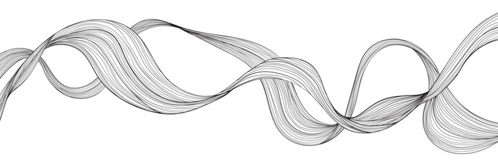 Abstract line art background. Minimalist black and white vector flowing waves. Elements for design.Best for deign invitation, packaging design, wall art, banner or cover.