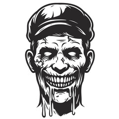 zombie plumber with hat line art.