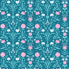 Elegant decorative floral pattern vector design. Colorful floral pattern suitable for background, texture, fabric, wrapping, textile, clothing, print or others.
