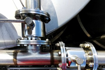 Close-up of a stainless steel pipe