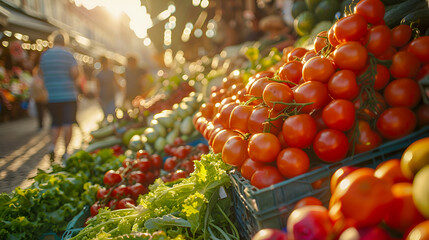 Market Symphony: A Feast of Tomatoes in a Bustling Bazaar