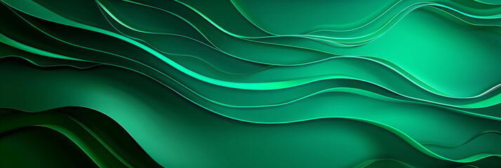 Obraz premium abstract green background with waves, green paper art, A green abstract background with wavy lines. for nature-themed designs, environmental concepts, or vibrant and modern digital art.green paper cut