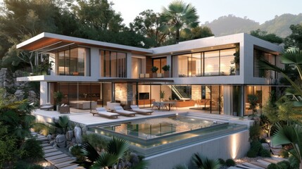 Fototapeta premium Modern Luxury Villa with Stunning Views