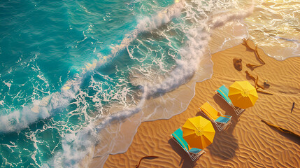 Fototapeta premium Tranquil Beach Paradise: Azure Waters and Golden Sands