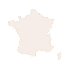 シンプルなフランスの地図 - 薄い茶色のおしゃれなマップ