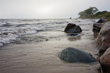 Natural beach on the Staberhuk cliffs, Fehmarn Island, Baltic Sea, Germany.