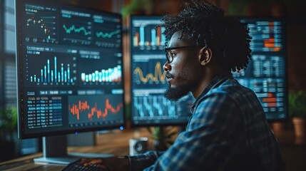 analyst working on business analytics dashboard