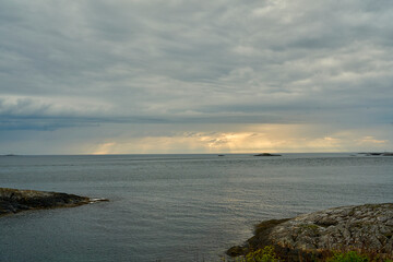 Landscape at atlantic highway along the coastline of Norway.