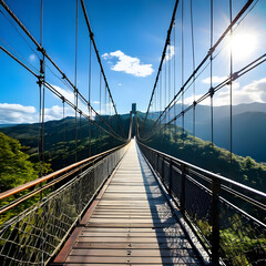 long swaying suspension bridge, ai-generatet
