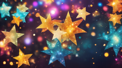 Colorful background with bokeh stars