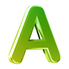 Letter A uppercase . 3D render gradient letter