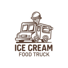 Ice cream Food truck logo illustration design