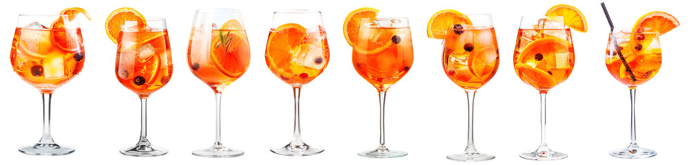 collection glass of coctail, orange juice