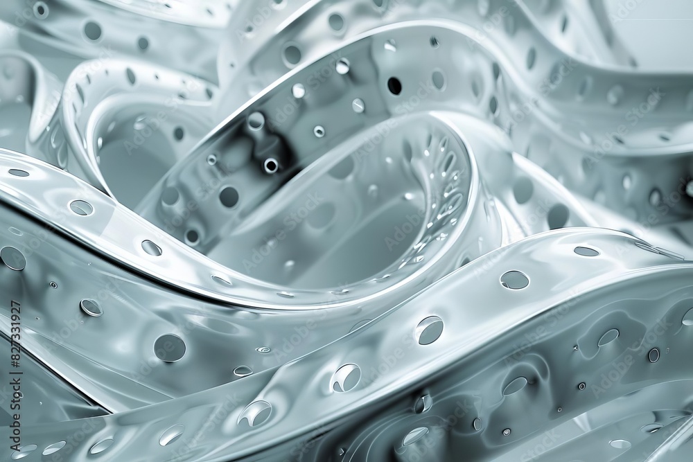 Fototapete 3d rendering of a complex organic structure with a metallic sheen
