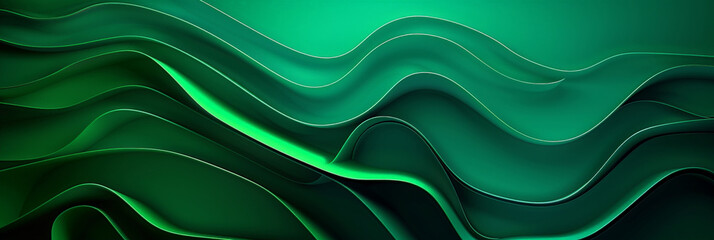 Obraz premium abstract green background with waves, green paper art, A green abstract background with wavy lines. for nature-themed designs, environmental concepts, or vibrant and modern digital art.green paper cu