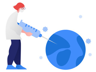 Female doctor administering vaccine