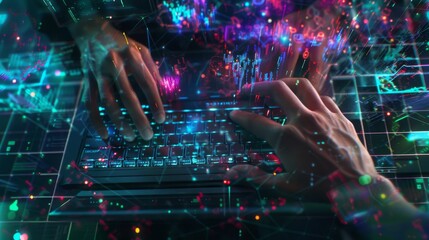 The cyber hacker's hands