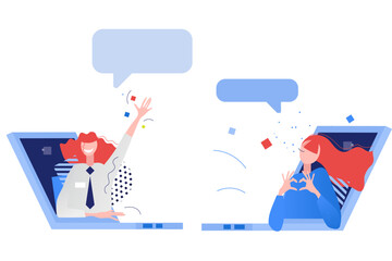 Friends talking online