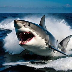 Dangerous great white shark , ai-generatet