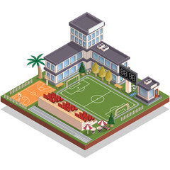 School infrastructure.  Isometric. Isolated on white background. Vector illustration.