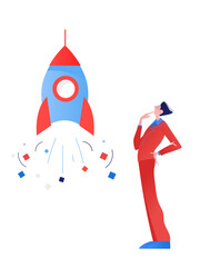 Man watching a rocket launch