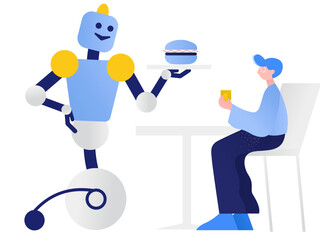 Fototapeta premium Robot serving a burger
