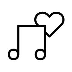 Heart Musical Note Outline Icon - Suitable for Web Page, Mobile App, UI, UX Design