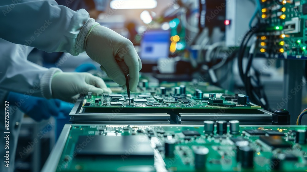 Poster A person is working on a computer chip