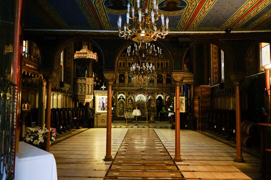 Interior view of an orthodox church of Brasov, Transylvania, Romania
