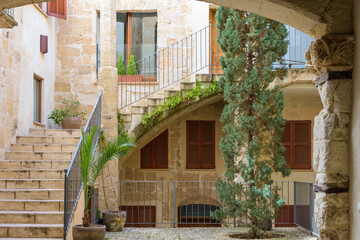 A Traditional courtyard in Palma de Mallorca, Balearic Islands, Spain