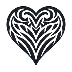 Heart love symbol tribal stencil tattoo design concept