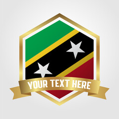 Golden Luxury Saint kitts and Nevis Label Vector Illustration