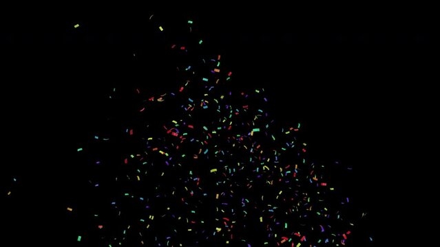 confetti paper shoot with ribbon 3d animation rendering with alpha channel .