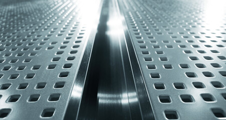 Acoustic wall pattern texture with stainless steel frame.