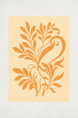 Fashionable illustration in vintage style. Pattern to print for wall decorations. Abstract botanical shapes. Generated by Ai