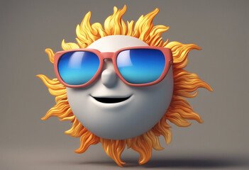 Cute cartoon sun wearing black sun glasses.