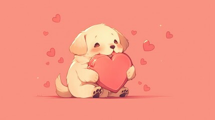 A delightful image emerges in the mind a cute puppy playfully cradling a heart in its tiny paws