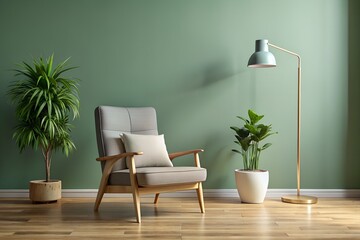 living room with furniture with green wall