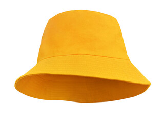 Yellow bucket hat isolated on white background
